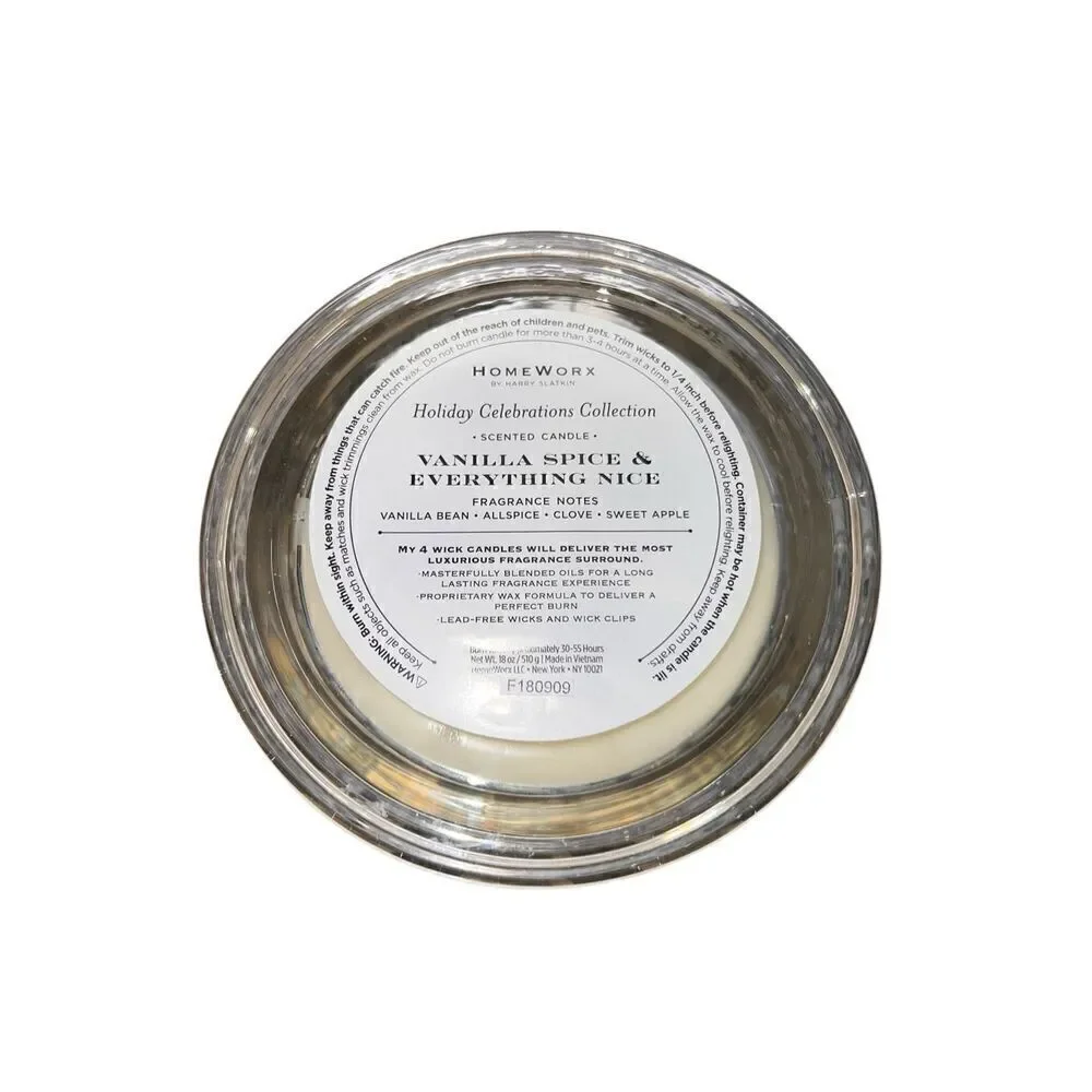 HomeWorx by Harry Slatkin 18oz 4-Wick Candle Vanilla Spice & everything nice